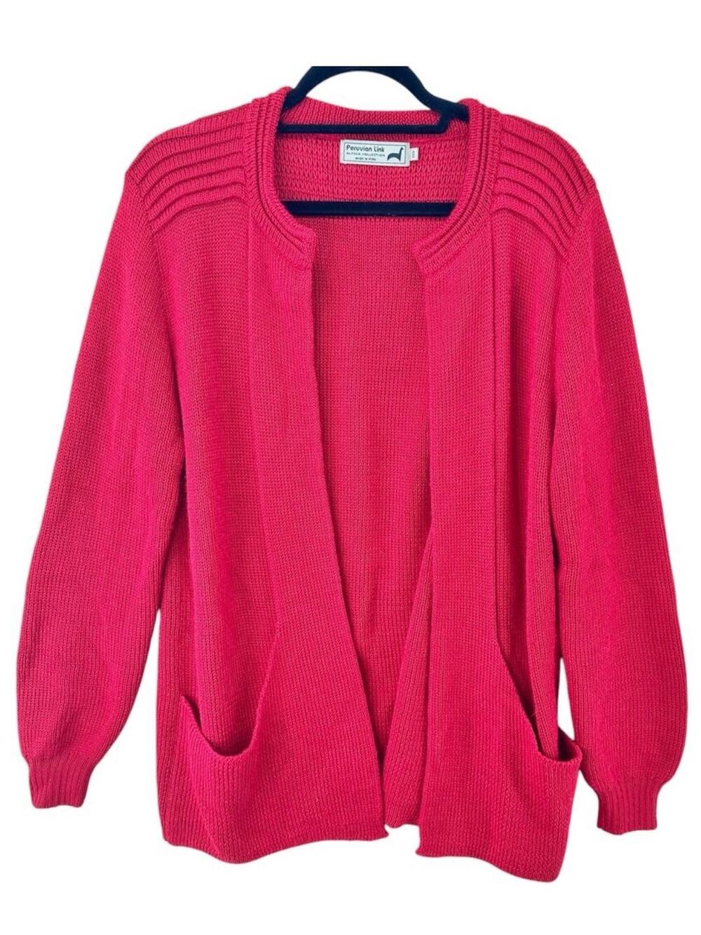 Peruvian Link Ebel cardigan sweater 100% alpaca bright red women’s one size